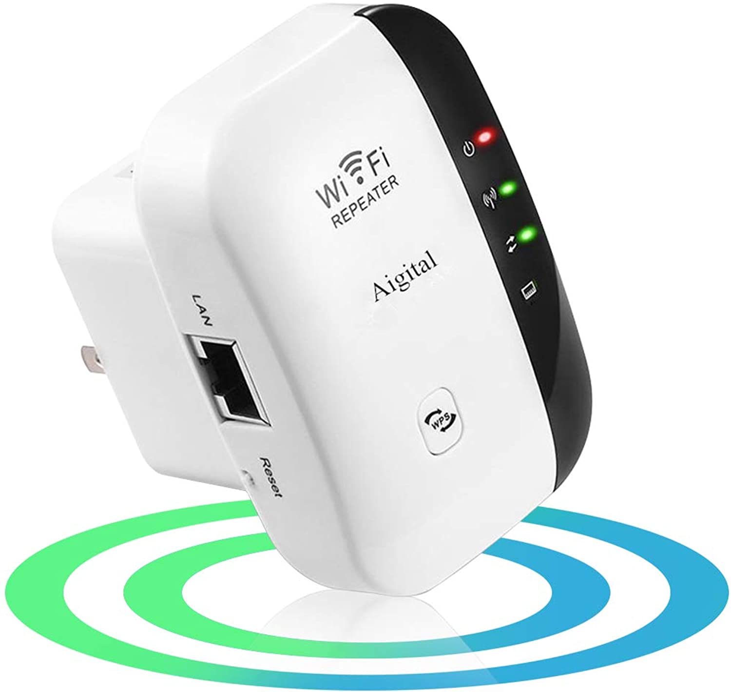 Built-in Antenna WiFi Extender Booster 300Mbps Aigital Wireless Repeater 2.4GHz Internet Signal Booster Easy Setup Supports Repeater/Access Point Mode Network Extender with WPS and Ethernet Port 